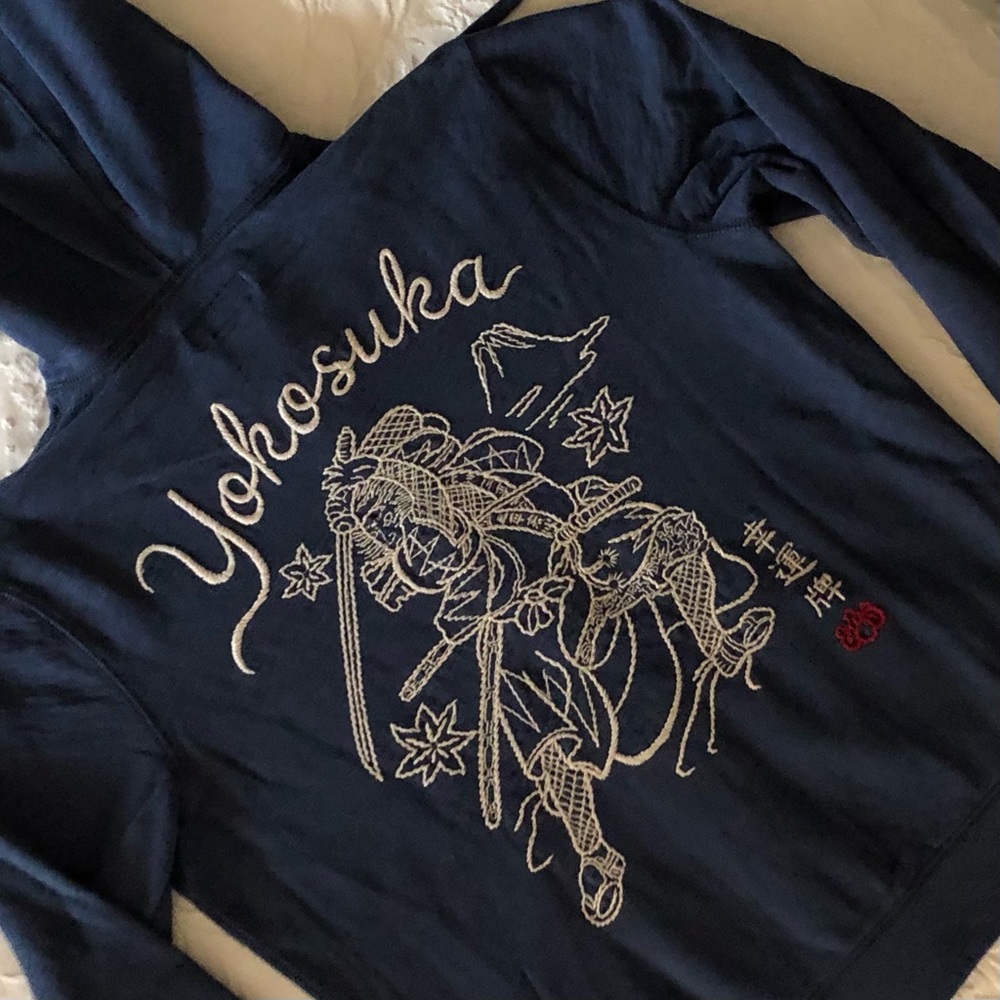 Lucky Brand Hoodie NWOT Jacket Embroidered Yokosuka Sweatshirt Size Small - Picture 10 of 12